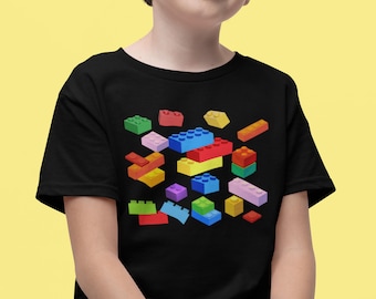 Bunte Bausteine Spielzeug Block Muster Kinder T-Shirt