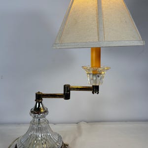 Vintage Italian Adjustable Table Lamp Glass Base Swing Arm Gold Metal