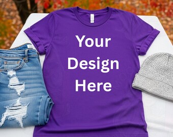 Purple T-Shirt Mockup: Fall Halloween Design (Digital Download)