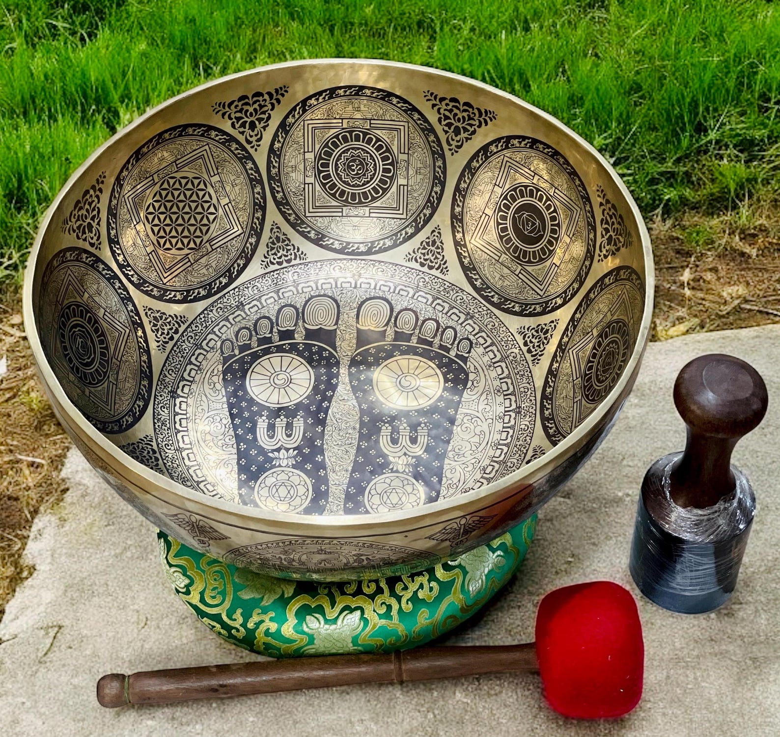 Extra Large Buddha Feet Singing Bowl – 7-Metal Tibetan Meditation Sound Bowl Handmade Nepal
