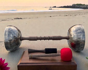Double Chalice Tibetan Singing Bowl Set | Dual-Tone Sound Healing