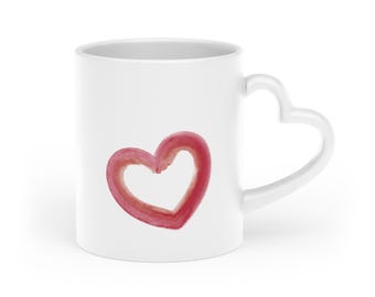 Herzförmige Henkel-Tasse | Keramik Kaffeetasse, Valentinstag Geschenk