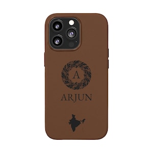 India Vegan Leather iPhone Case, Custom Indian Monogram Cover, Personalized Name Initials iPhone 16 15 14 13 12 Pro Plus, Indian Map Gift
