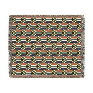 South African Flag Checkered Pattern Woven Blanket | South Africa Throw Pillow