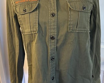 Ralph Lauren polojeans 67 militair shirt met lange mouwen, maat Large * Valt klein* VTG