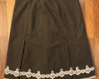 Falda vintage Y2K estilo Cottage Academia Steampunk Coqueta Femenina Mezcla de Lana Talla 10