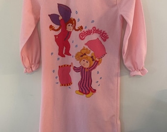 Camisón rosa vintage de Cabbage Patch Kids para niña, talla 10, 1984, manga larga, poliéster.