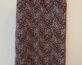 Spódnica Vintage Crazy Horse damska 8 Maroon Western Paisley Floral Midi A-Line