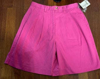 VTG Basic Editions-damesshort met hoge taille en katoenen mom keperstof felroze klassiek NIEUW