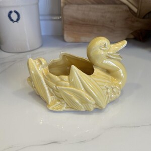 Vintage McCoy Pottery Yellow Duck Planter Ceramic 4.5" Tall MCM USA c1940-50s