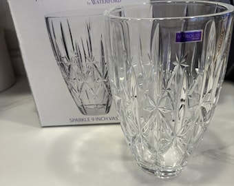 WATERFORD Marquis 9" Sparkle Crystal Vase Germany Heavy Classic NEW in BOX Discontinued