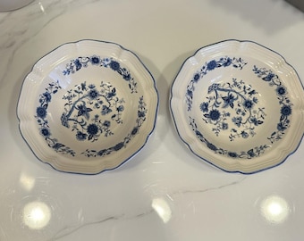 Hankook Korea Vintage set van 2 kommen ontbijtgranen met "Seine Blue Onion"-patroon