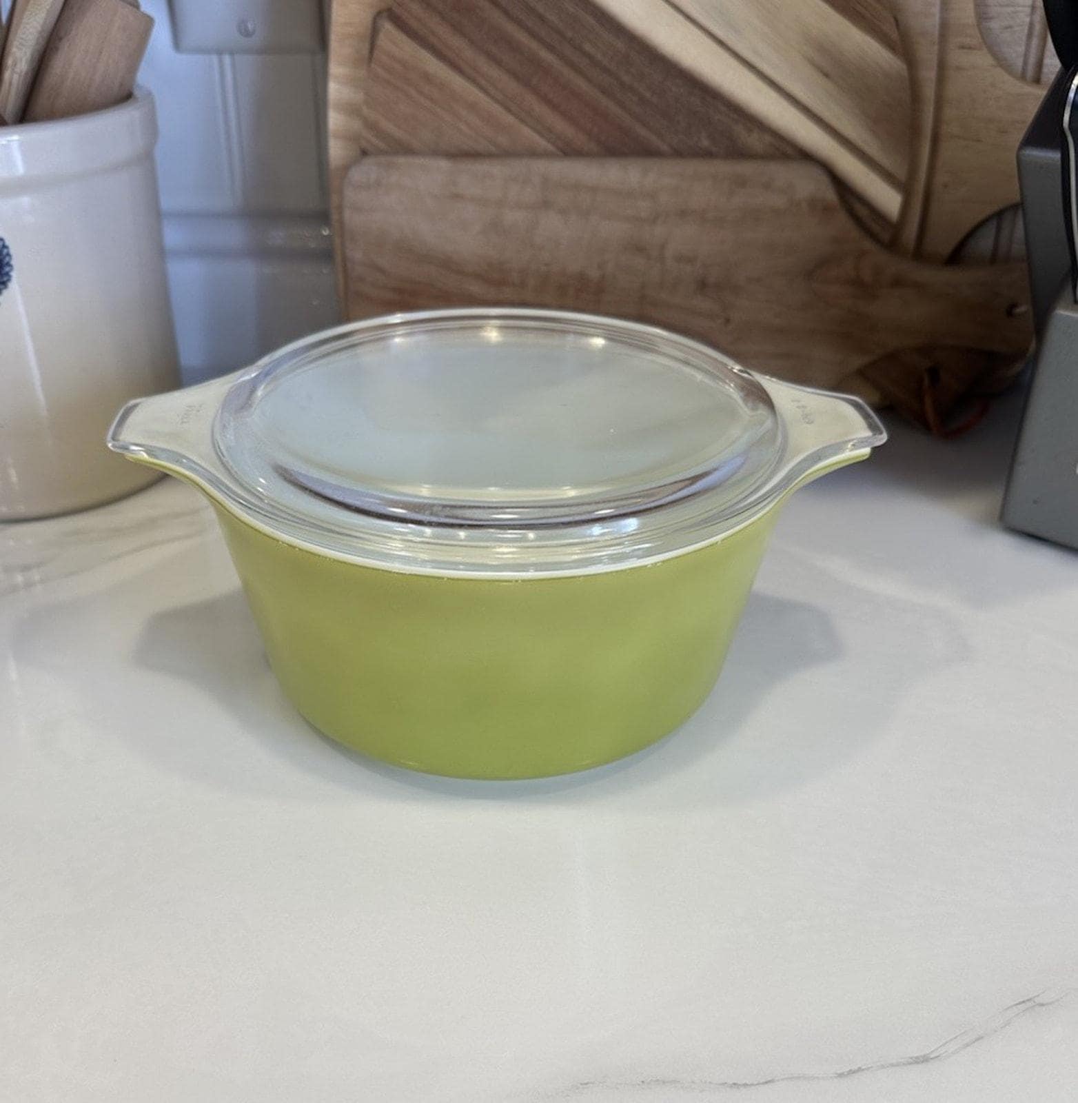 Vintage 70s PYREX 474-B Avocado Green 1 1/2qt Casserole Dish & 474