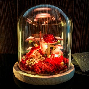Lámpara de hongo rojo encantada hecha a mano: lámpara de hongo rojo con puntos blancos, luz de noche de hongo, regalo perfecto de cumpleaños y San Valentín para ella.