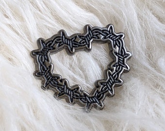 Barbed wire heart pin
