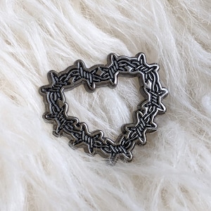 Barbed wire heart pin