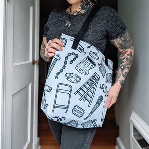 Foreign Objects - white allover print tote bag