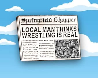 Wrestling Is Real Newspaper enamel pin