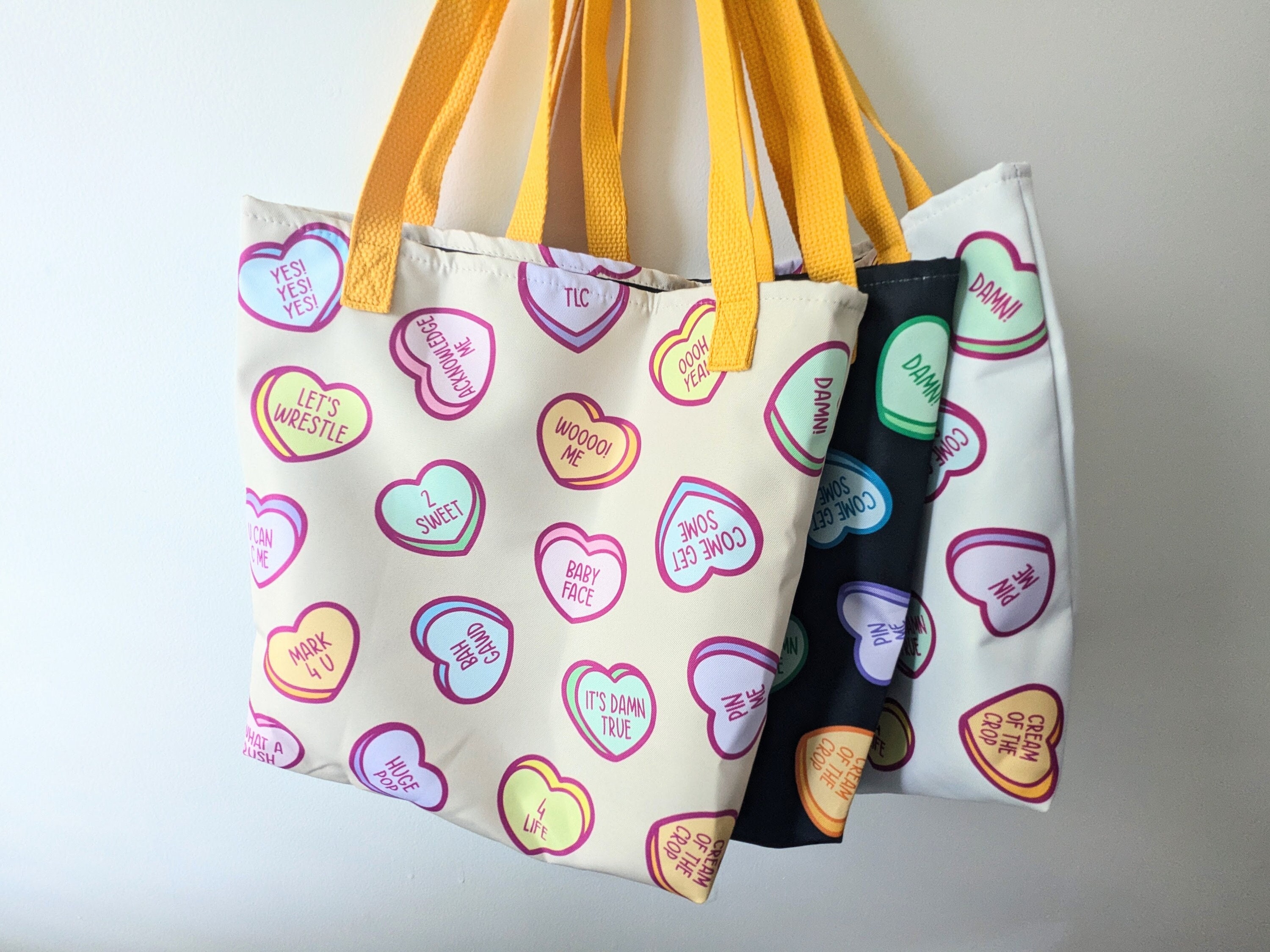 Candy Hearts Allover Print Tote Bags - Etsy