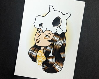 Cubone pinup girl print