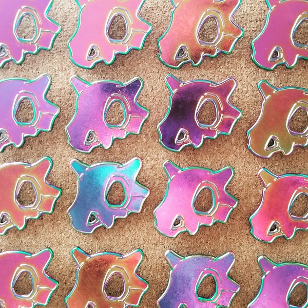 Cubone Pokémon rainbow metal enamel lapel pin