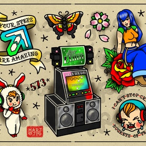 DDR / Dance Dance Revolution tatueringsflashark bild 3