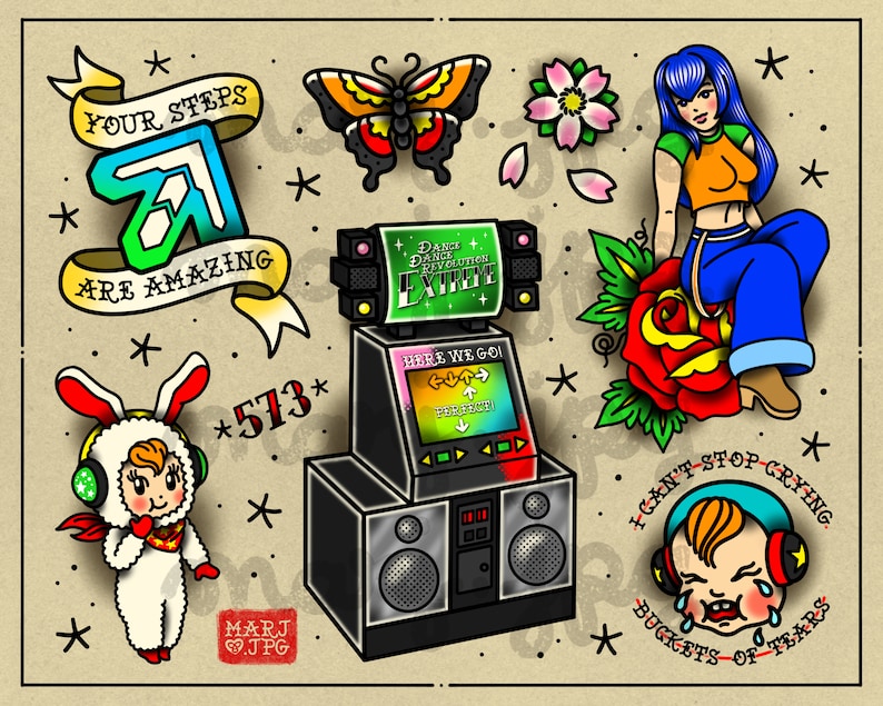 DDR / Dance Dance Revolution tatueringsflashark bild 3