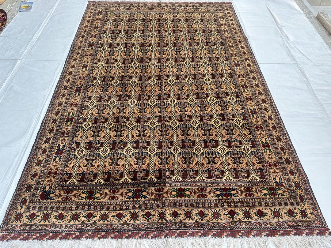 7x10 Turkman Ala Bakhmal Area Rug, Antique Afghan Top Rug, Unique ...