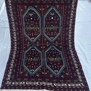 Belgic 3"3X4"10 ft. Afghan Geometric Design Rug, Oriental Handmade Vintage Rugs, Traditional Persian Carpet,