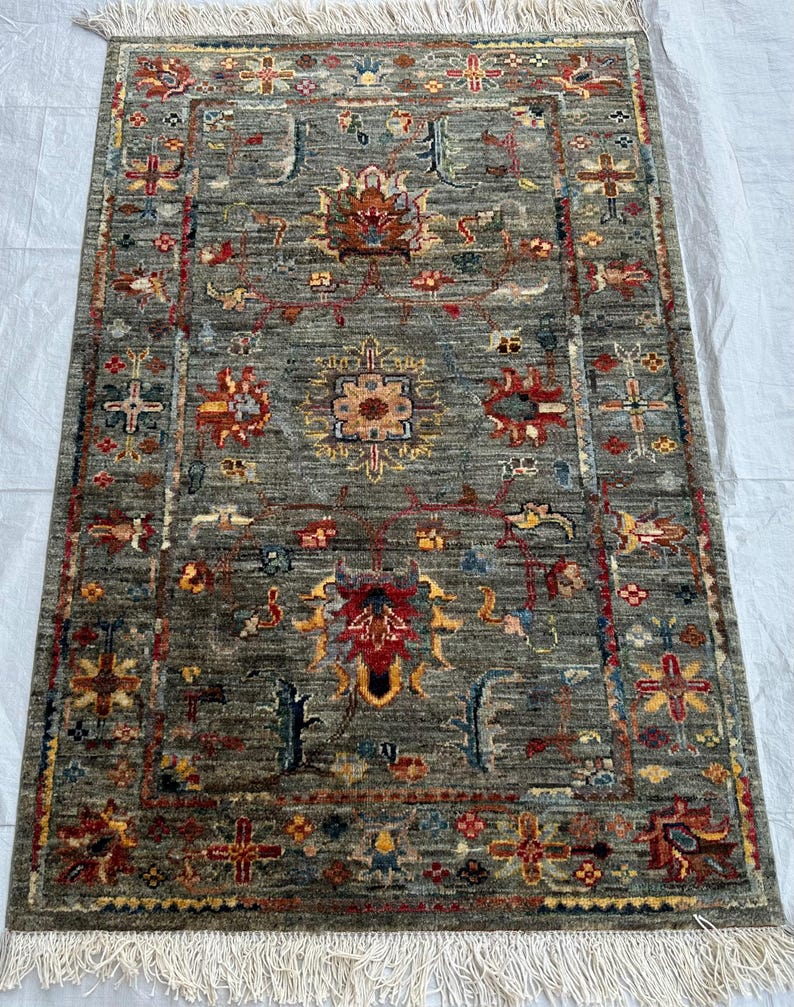 Hand Knotted Afghan Wool Rug, 3x4 Sultani Rug, Veg Dyes - Etsy