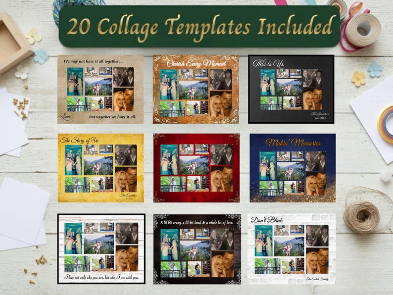 20+ Photo Collage Templates | Editable Canva Memory Collage Bundle ...