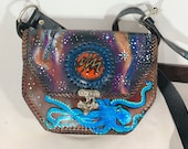 The Cosmic Octopus Leather Purse With Hand Blown Glass Inlay