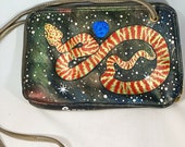 Cosmic Snake Painted Leather Purse