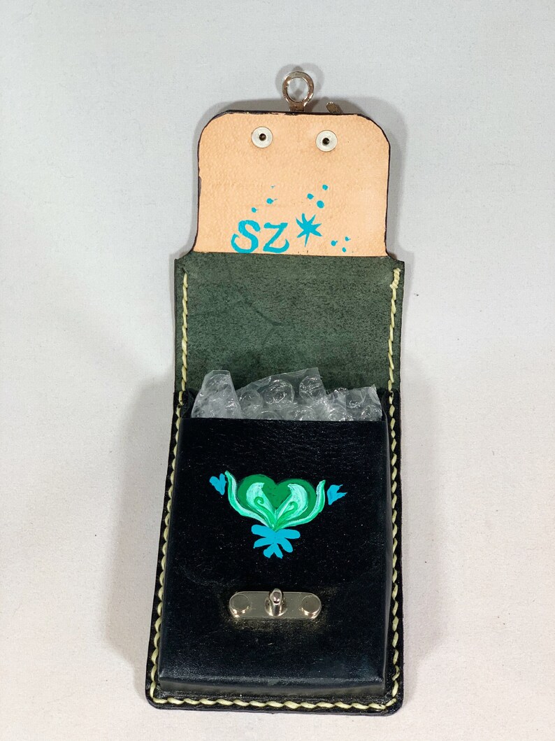 Desert Flower Hand Painted Learher Belt Wallet Belt Pouch Belt Purse