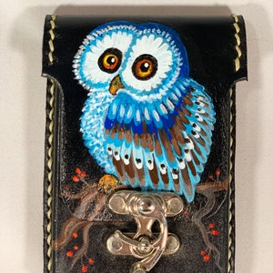 Electric Eyes Hand Painted Leather Belt Purse, Belt Wallet