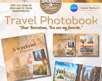 Editable Travel Photo Book Template: Vacation Scrapbook Canva Album (Digital Download)