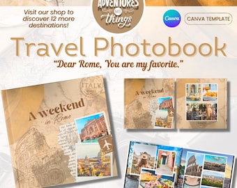 Rome Travel Photo Book Template – Customizable Canva Album (Digital Download)