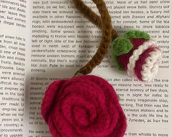 Hand Crocheted Rose Bookmark | Handmade Floral Book Page Marker | Unique Crochet Flower Bookmark | Gift for Book Lovers