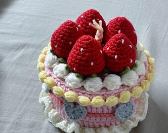 Crochet Cake Amigurumi Pattern | Mini Birthday Cake with Candle (PDF)