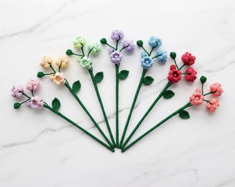Crochet Flower Bookmark | Floral Stem Book Lover Gift | Handmade Micro Crochet Gift for Her | aesthetic gift able bookmarks