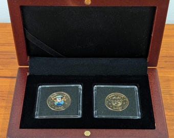 2026 Sleepytime 2 Dollar Coins – Coloured & Standard Pair in Quadrum Mini Capsules with Volterra Leuchtturm Case