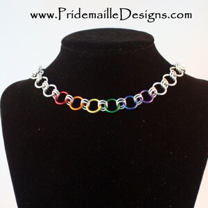 Rainbow Pride Links Choker Anodized Aluminum Chain Chainmaille Jewelry image 2