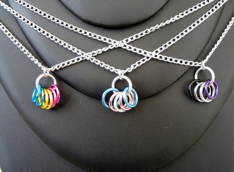 Pride Rings Necklace Rainbow Links image 4