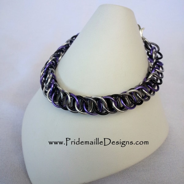 Asexual (ACE) Pride Bracelet - Half Persian 4in1 - Aluminum Chainmaille Jewelry