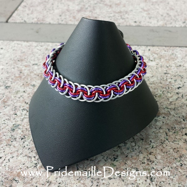 Purple and Red Viper Basket Bracelet - Chainmaille Jewelry