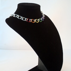 Rainbow Pride Links Choker Anodized Aluminum Chain Chainmaille Jewelry image 1