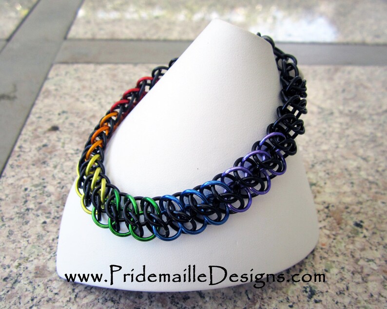 Reversible Rainbow Bracelet GSG Chainmaille jewelry image 2