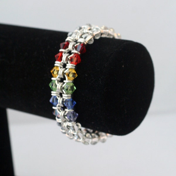 Rainbow Crystal Chain Bracelet - Swarovski Crystal Jewelry