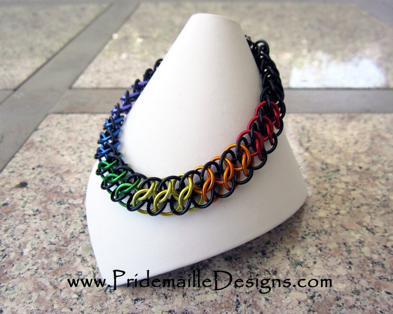 Reversible Rainbow Bracelet GSG Chainmaille jewelry image 1