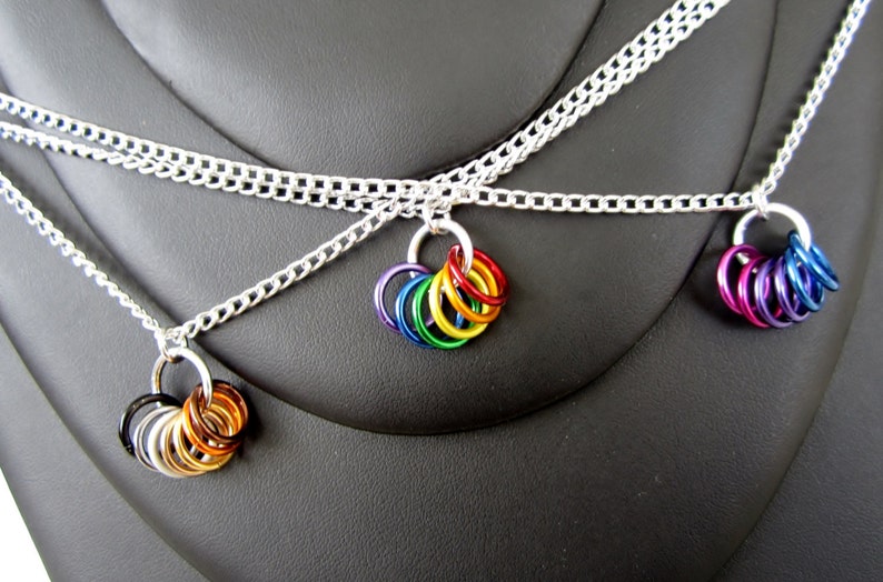 Pride Rings Necklace Rainbow Links image 3